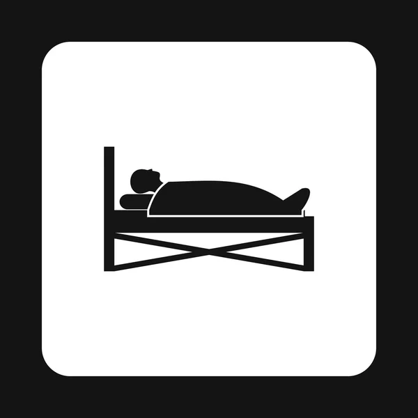 Пацієнт в ліжку в госпіталі значок, простий стиль — стоковий вектор