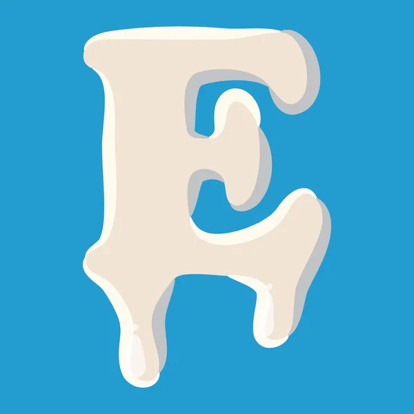 ตัวอักษร E ถูกแยกจากพื้นหลังสีน้ําเงินของทารก — ภาพเวกเตอร์สต็อก