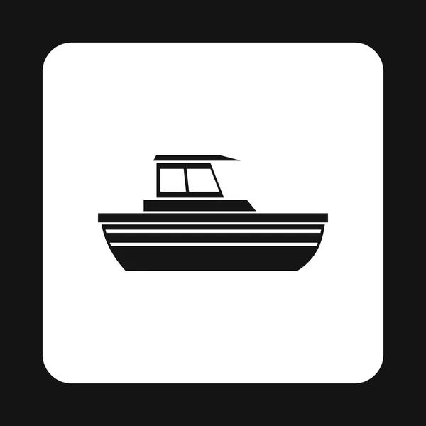 シンプルなスタイルのキャビン アイコン付きモーター ボート — ストックベクタ