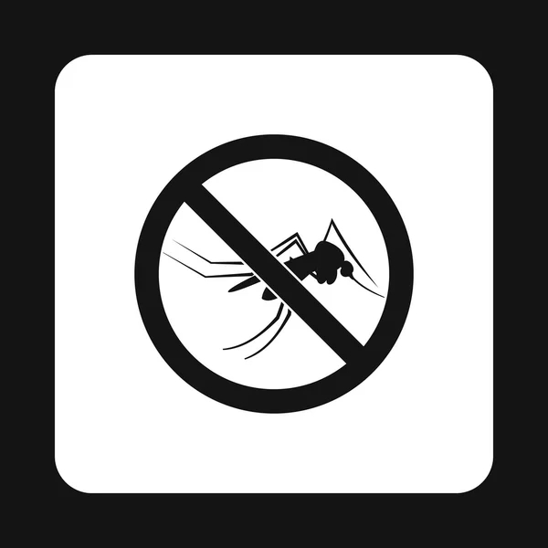 Signo de prohibición icono de mosquitos, estilo simple — Vector de stock