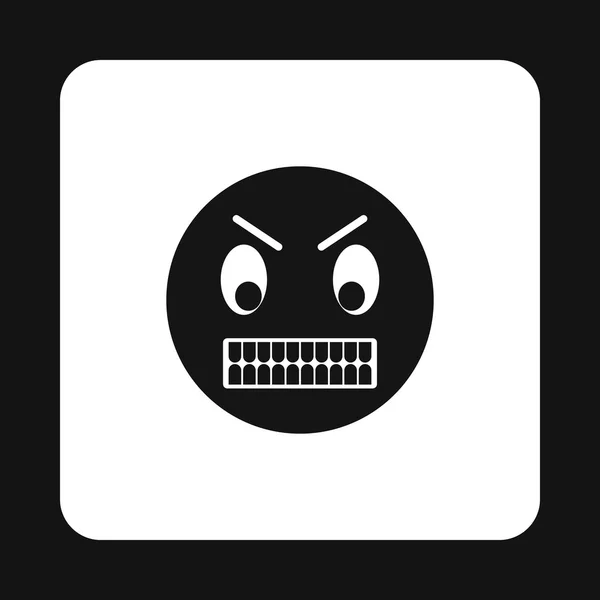Emoticon in woede pictogram, eenvoudige stijl — Stockvector
