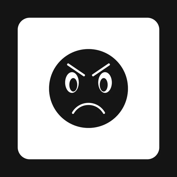 Boos emoticon pictogram, eenvoudige stijl — Stockvector