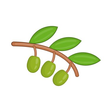 Yeşil Zeytin simgesi, karikatür tarzı ile zeytin dalı