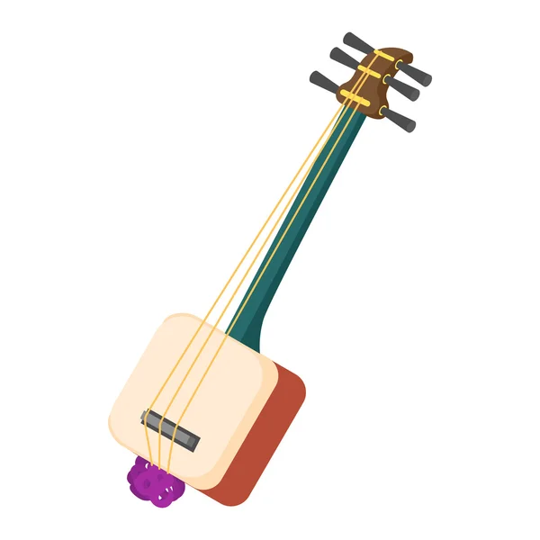 Μουσικό όργανο samisen εικόνα, κινούμενα σχέδια στυλ — Διανυσματικό Αρχείο