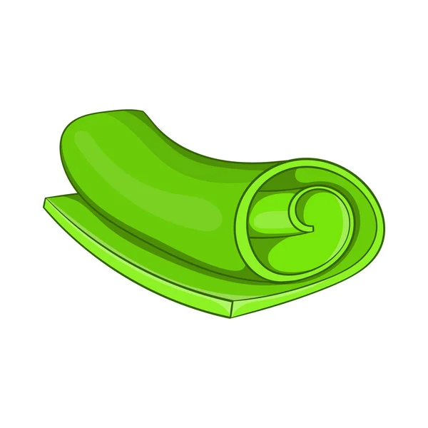 Grünes Handtuch aufgerollt Ikone, Cartoon-Stil — Stockvektor