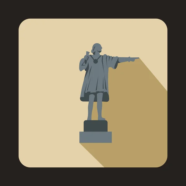 Estatua de Cristóbal Colón icono, de estilo plano — Vector de stock