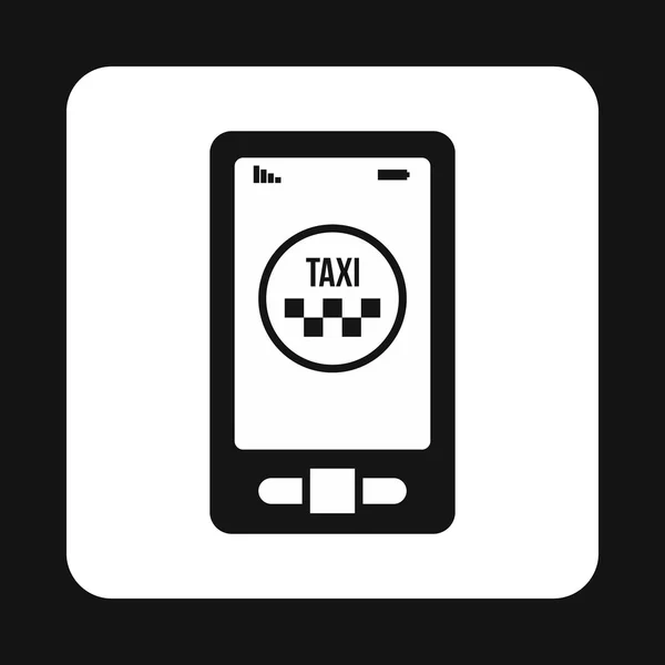 Taxi aplicación en el icono del teléfono, estilo simple — Vector de stock