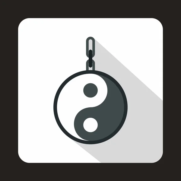 Amuleto de yin yang icono, estilo plano — Vector de stock