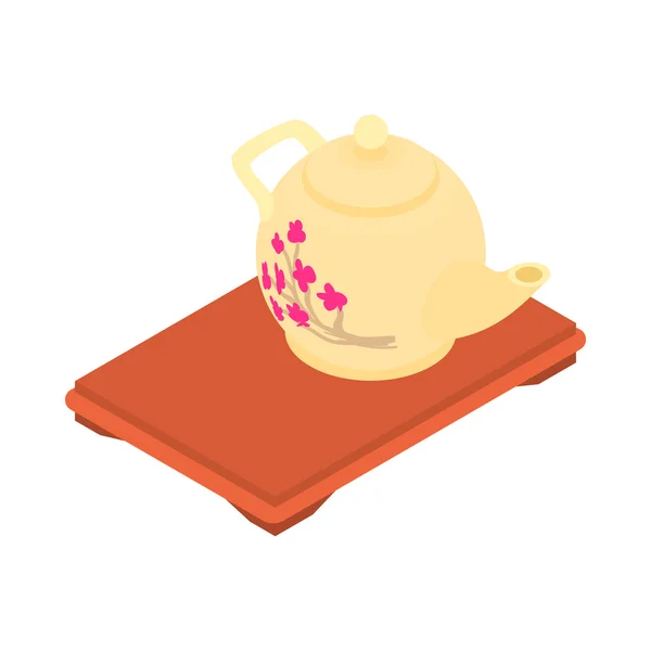 Kettle on tray icon, cartoon style — Stock Vector