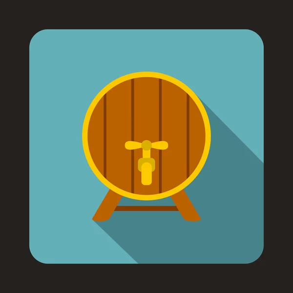 Drewniana ikona beczki piwa, płaski styl — Wektor stockowy