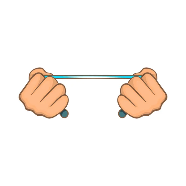 Cuerda en las manos icono, estilo de dibujos animados — Vector de stock