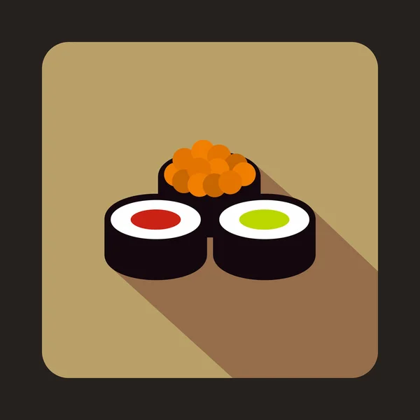 Rouleaux de sushi icône, style plat — Image vectorielle