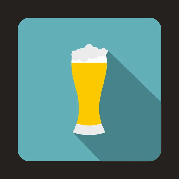 Glass of beer icon, flat style — Stock Vector