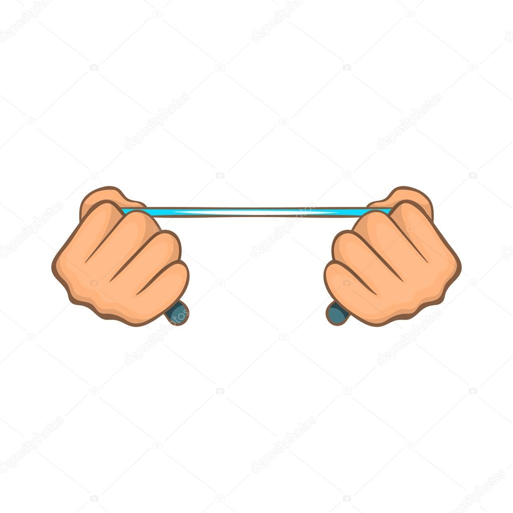 Rope in hands icon, cartoon style