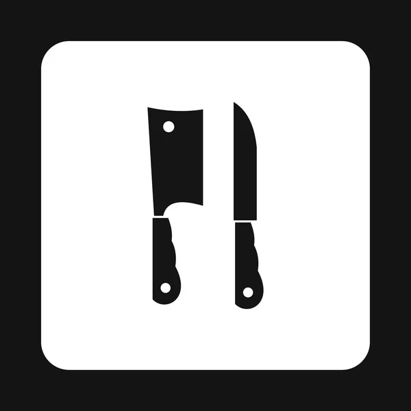 Cuchillo de cocina y cuchillo de carne icono — Archivo Imágenes Vectoriales