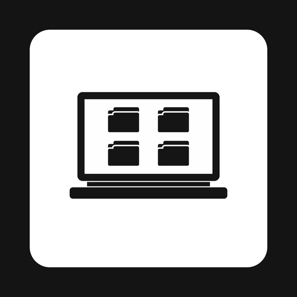 Ordner auf Laptop-Symbol, einfacher Stil — Stockvektor