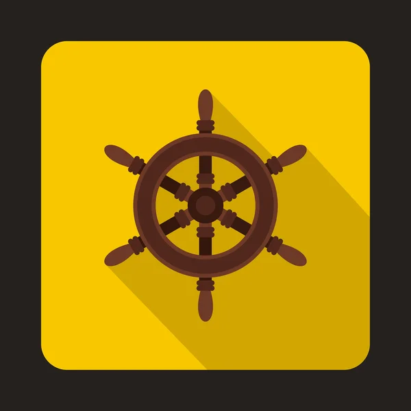 Ship steering wheel icon, flat style — Stock Vector