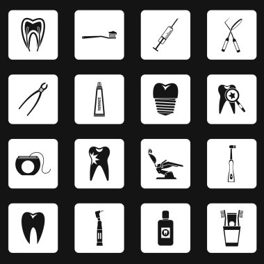 Basit tarzda stomatology Icons set