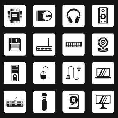 Bilgisayar donanımları Icons set, basit tarzı