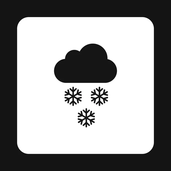 Bulut ve kar taneleri simgesi, basit tarzı — Stok Vektör