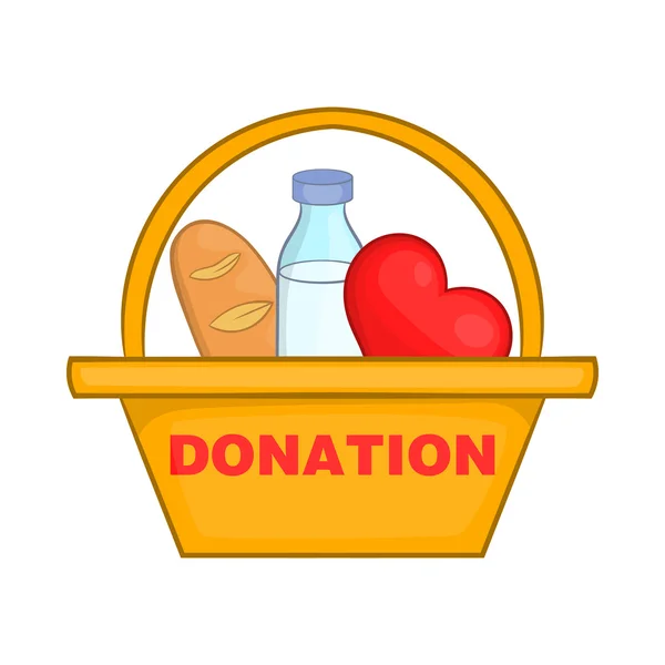 Donatie box met voedsel pictogram, cartoon stijl — Stockvector