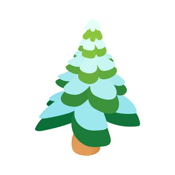 Schneebedeckter Tannenbaum, Cartoon-Stil — Stockvektor