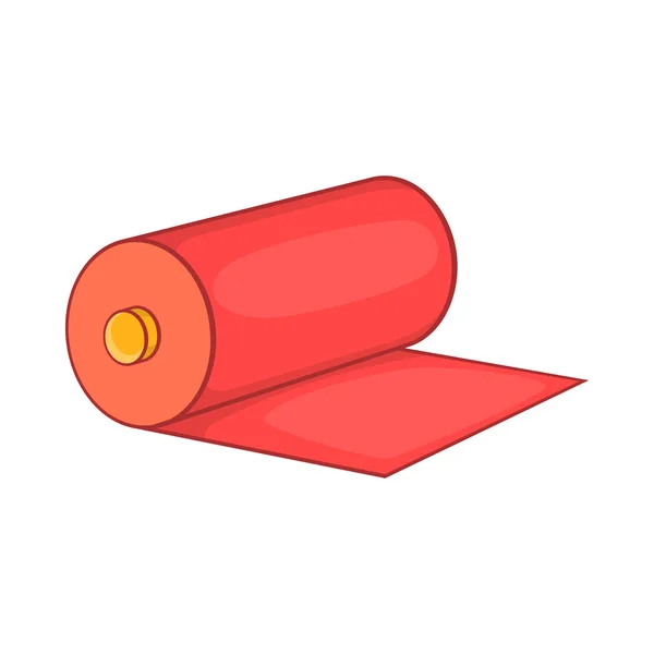 Icono de rollo de tela roja, estilo de dibujos animados — Vector de stock