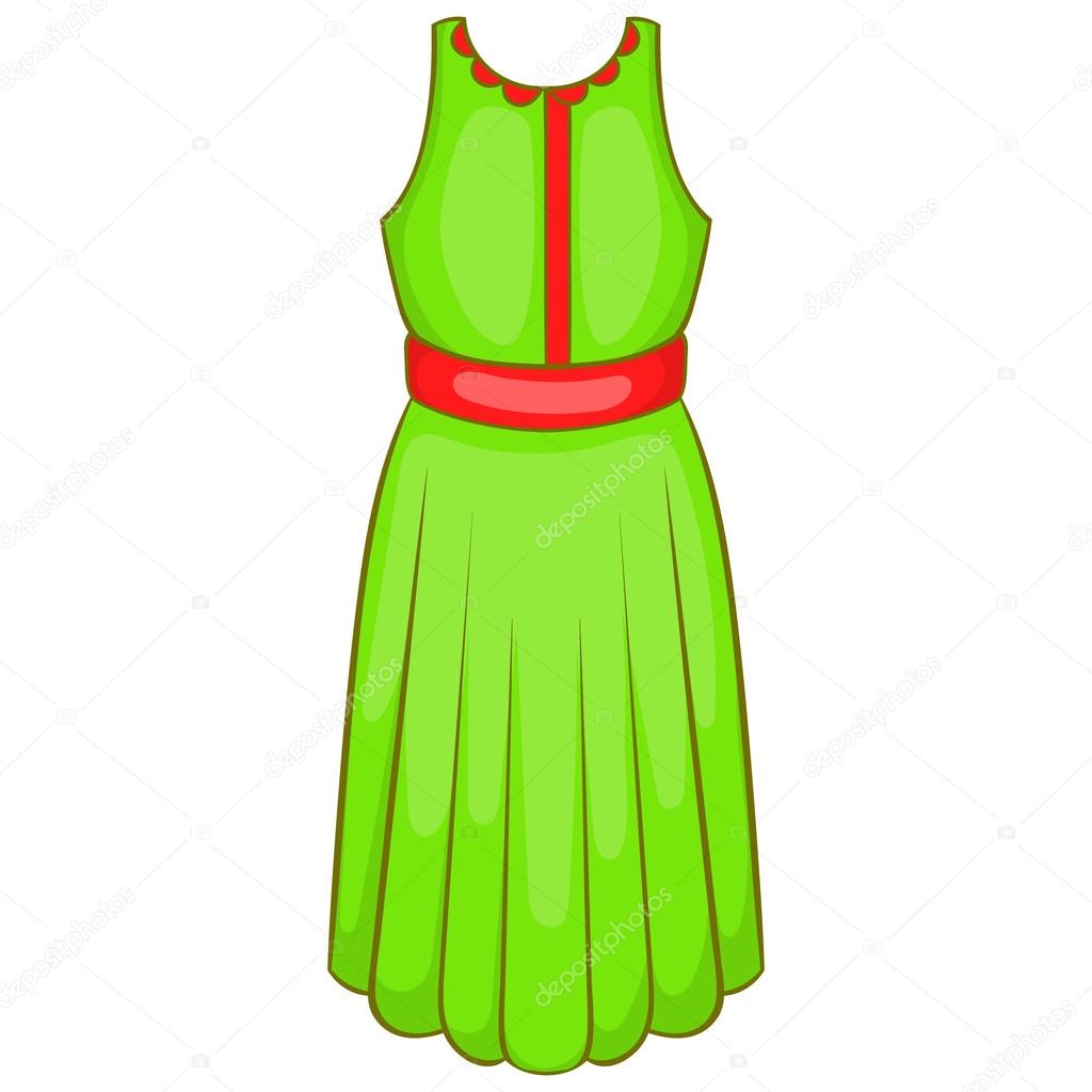 Green dress icon in cartoon style isolated on white background