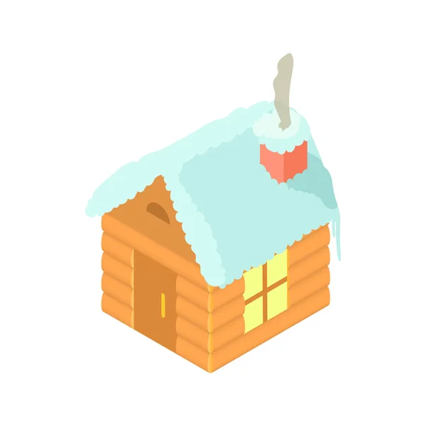 Verschneites Haus Ikone, Cartoon-Stil — Stockvektor