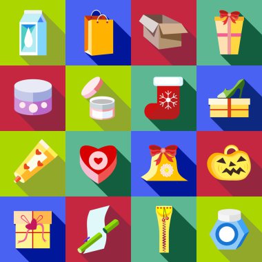 Icons set paketleme, düz stil