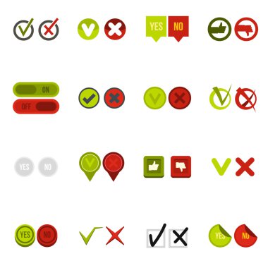 Onay işareti Icons set, düz stil