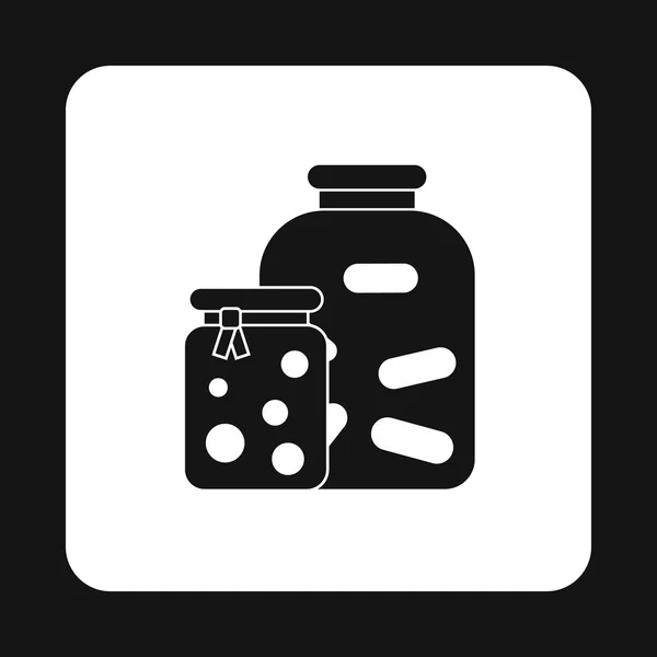 Jam jars icon, simple style — Stock Vector