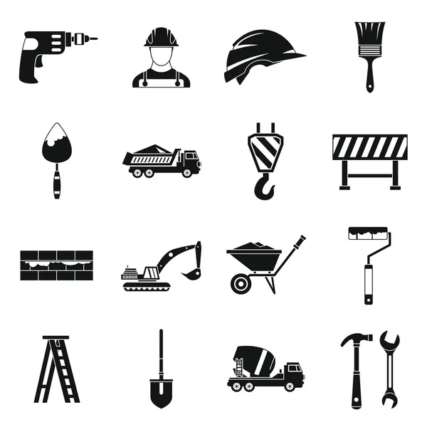 Construction icons set, simple style Vector Graphics