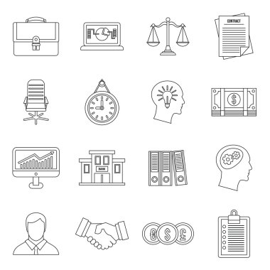 Icons set bankacılık, anahat stili