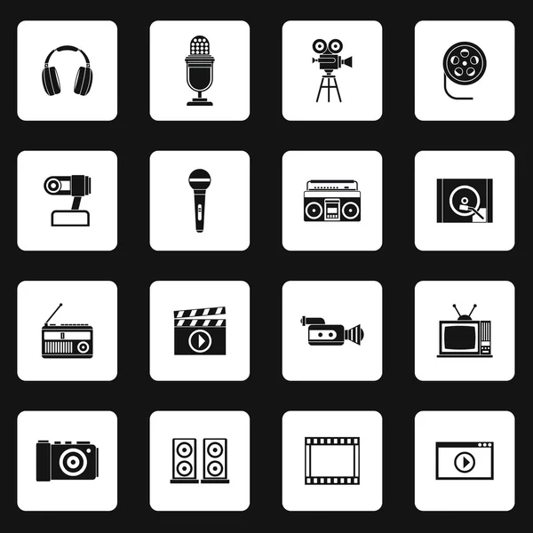 Multimedia equipment icons set, simple style — Stock Vector
