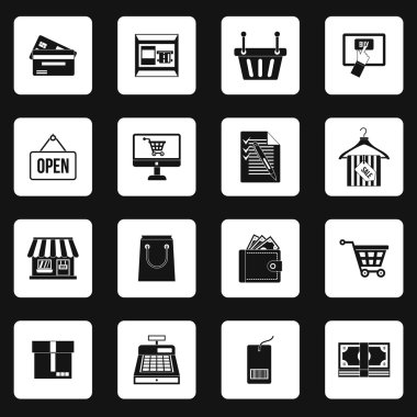 Süpermarket Icons simgeleri set, basit styl