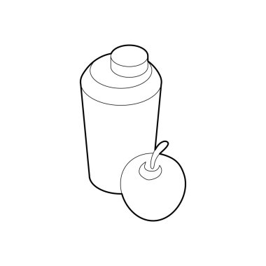 Bardak su ve elma simgesi, anahat stili