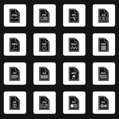 Dosya biçimi Icons set, basit tarzı