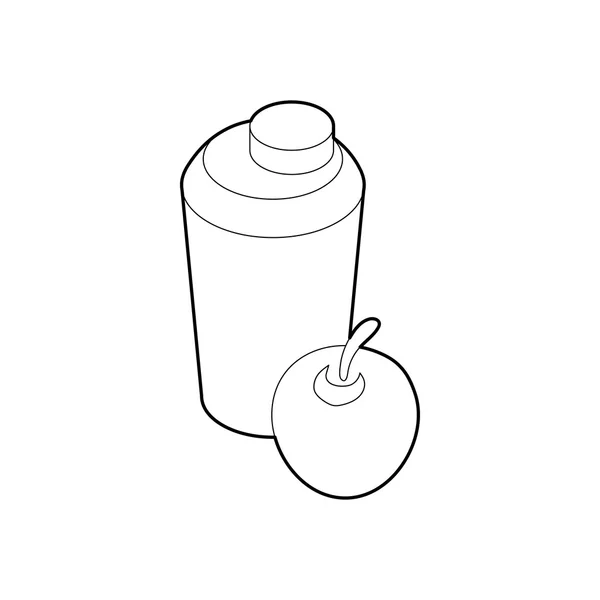Icono de vaso de agua y manzana, estilo de contorno — Vector de stock