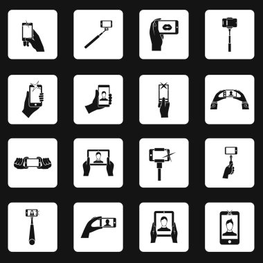 Selfie Icons set, basit tarzı