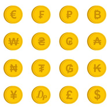 Para biriminden farklı ülkeden Icons set