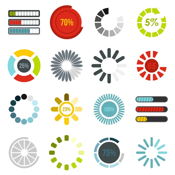 Download progress bar icons set, flat style — Stock Vector