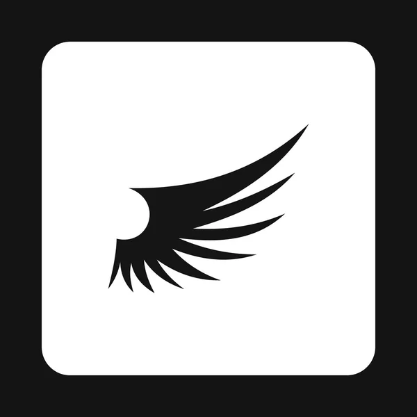 Křídlo dlouhé ptáků s peřím ikonou, jednoduchý styl — Stockový vektor
