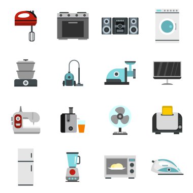 Ev aleti Icons set, düz stil