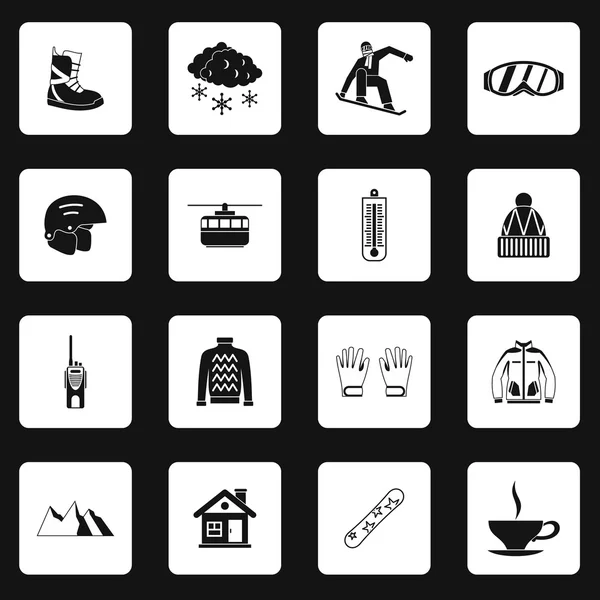 Conjunto de iconos de snowboard, estilo simple — Vector de stock