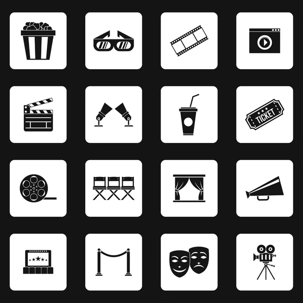 Conjunto de iconos de cine, estilo simple — Vector de stock