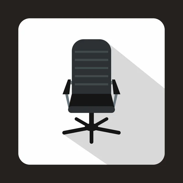 Icono de silla de oficina de cuero negro, estilo plano — Vector de stock