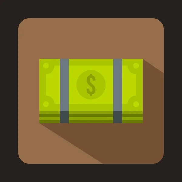 Billets libellés en dollars icône, style plat — Image vectorielle
