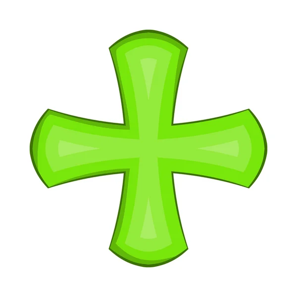 Зелений хрест значок в мультиплікаційному стилі — стоковий вектор
