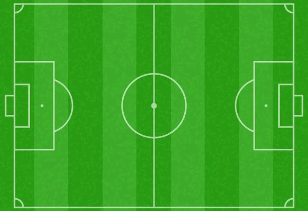 Terrain de football ou de soccer vert rayé réaliste — Image vectorielle